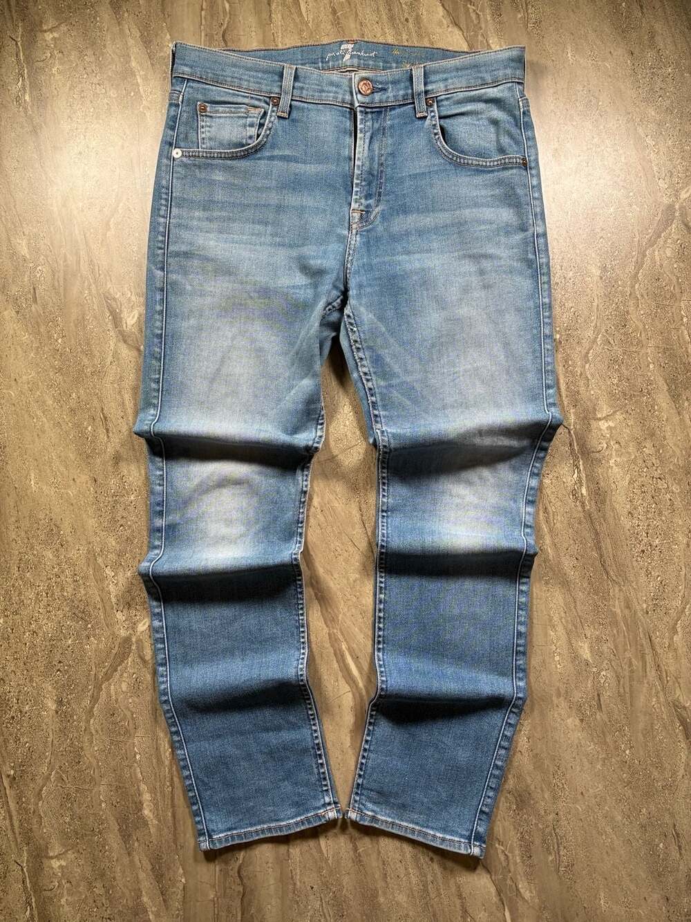 7 For All Mankind  Blue Jeans Made in USA Premium Denim Classic Straight 7FAM